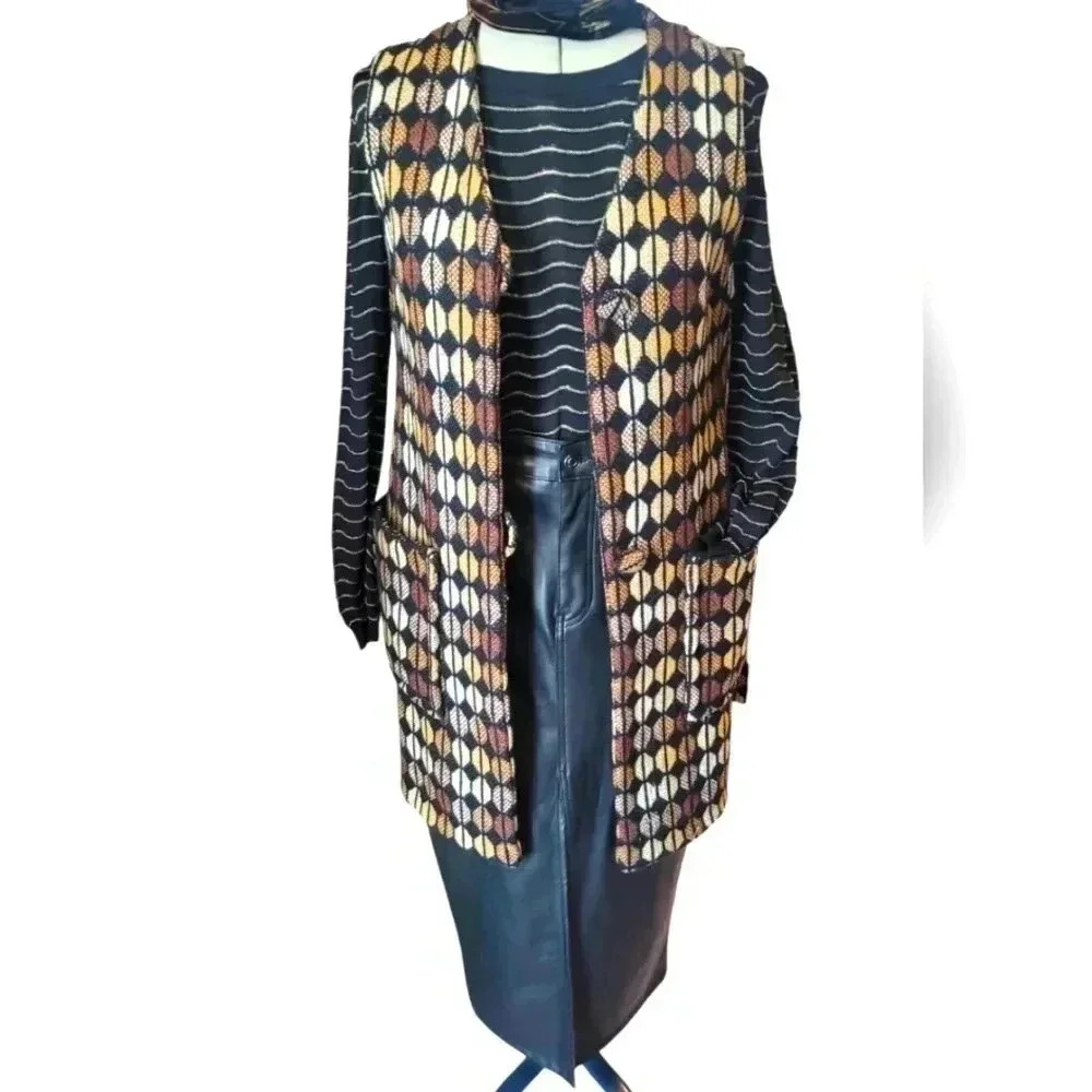 VINTAGE Knit Weave Vest Coat 70's